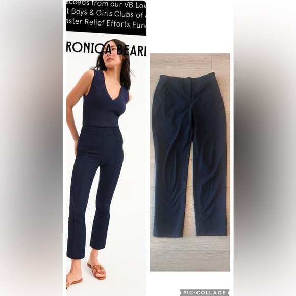 Veronica Beard Dell Pant High Rise Slim Fit Navy Size 4 - Picture 1 of 5